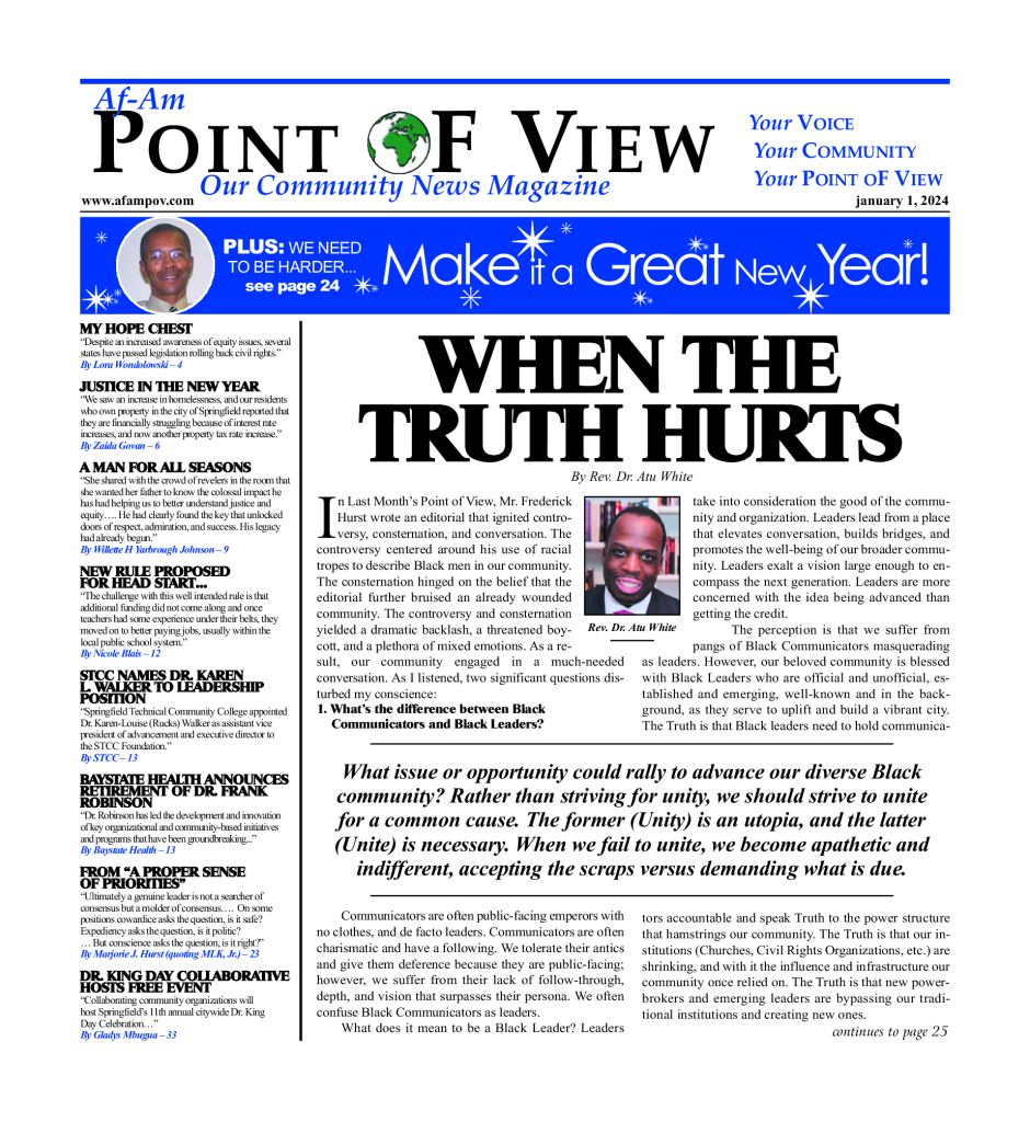 Cover of the January 2024 issue of Af-Am Point of View News Magazine