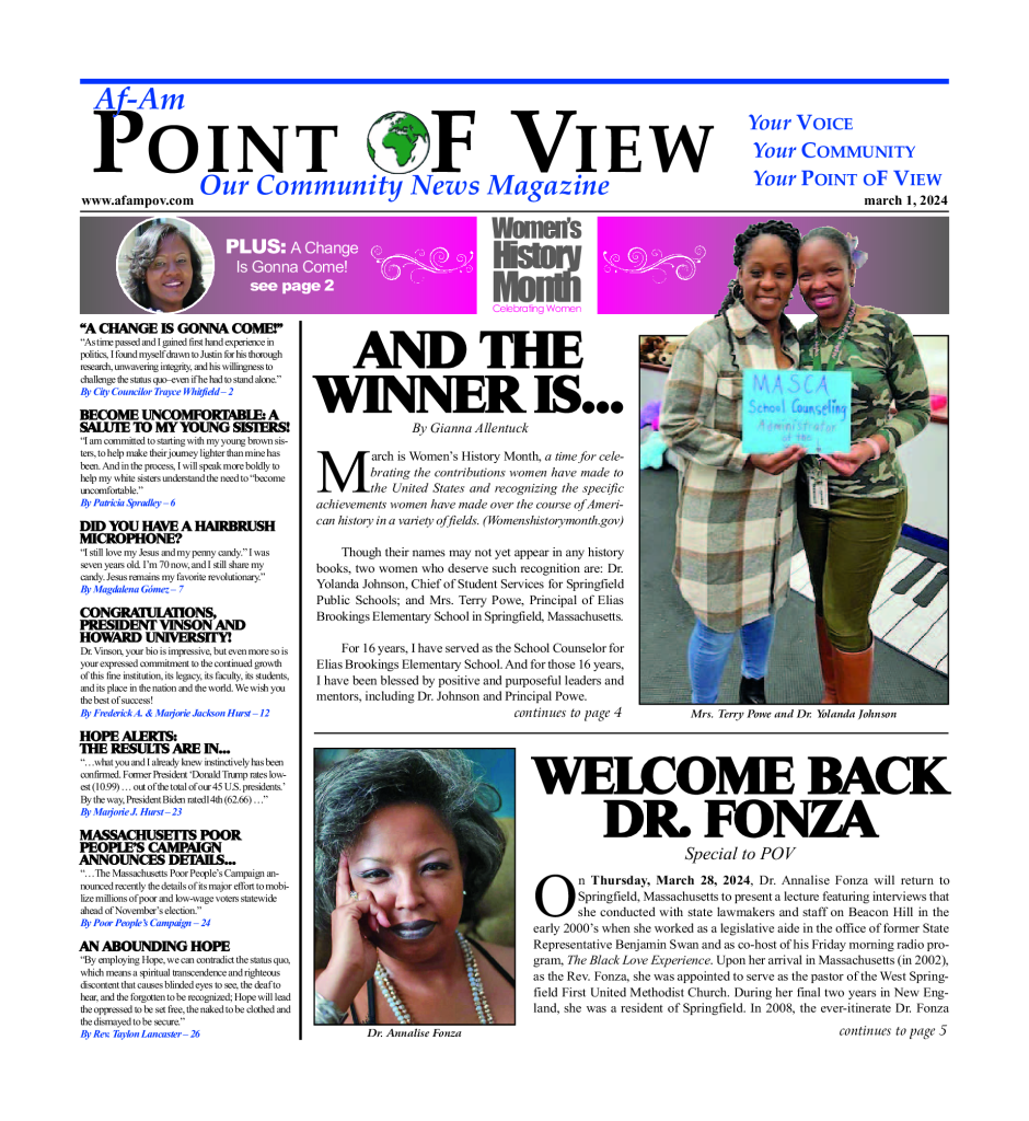 Cover of the March 2024 issue of Af-Am Point of View News Magazine